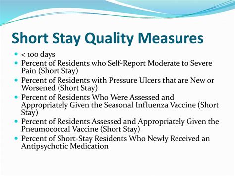 what are the short stay and long stay quality measures
